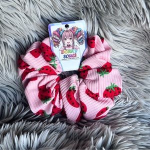Handmade Strawberry Shortcake Design XL Hair Scrunchie